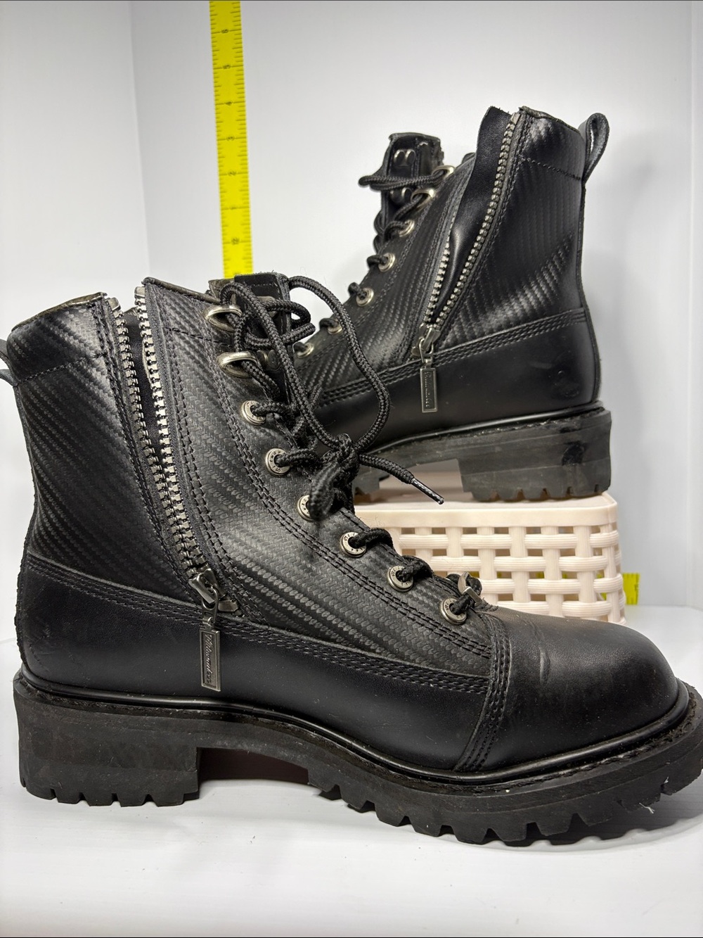 8 eee Milwaukee Black Lug-Sole double Side-Zip Lace-Up Boots.‎ Box 28